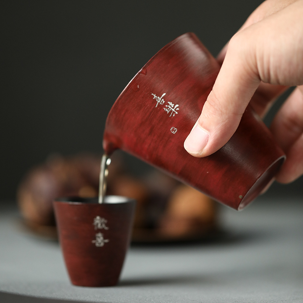 晴先生 故宮紅手執公道杯 粗陶妝化土紅釉花口分茶杯 功夫茶具