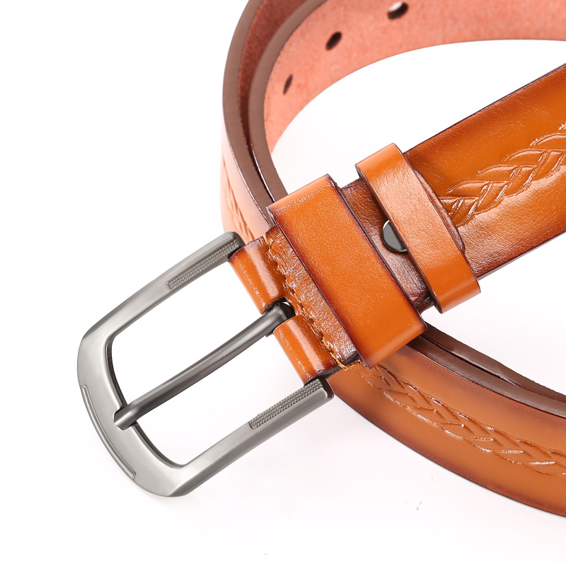 Los hombres de aleación pin hebilla cinturón joven y de mediana edad de moda todos los partidos jeans lavado pantalones de microfibra cinturón en stock al por mayor