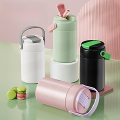Instagram-worthy high-fashion travel mug for students: floral tea cup with straw, 316 stainless steel insulated water bottle