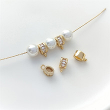 保色14K包金镶锆瓜子扣带吊环手工diy珍珠项链手链吊坠连接扣配件