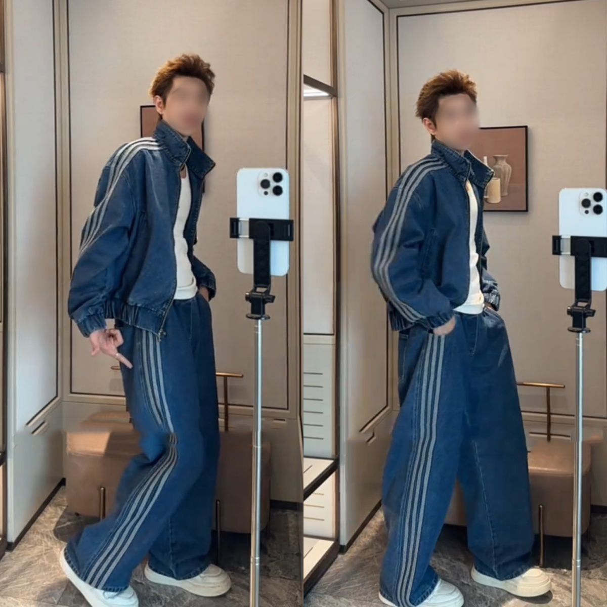 Otoño y invierno de moda nuevo estilo de collar vertical casual vaqueros marca de moda coreana relajada casual lujosa personalidad versátil