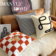 Nordic ins style checkerboard pillowcase living room bay window sofa embroidered cushion simple light luxury cushion houndstooth