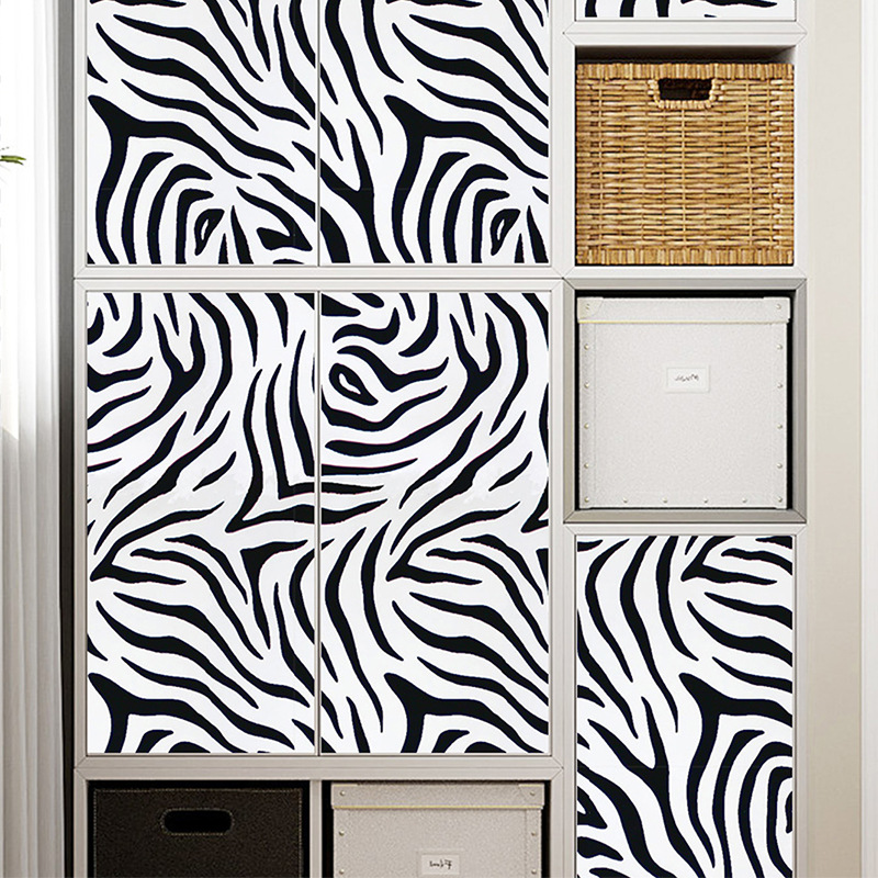 Retro Zebra Pattern Bedroom Living Room Background Wallpaper display picture 2