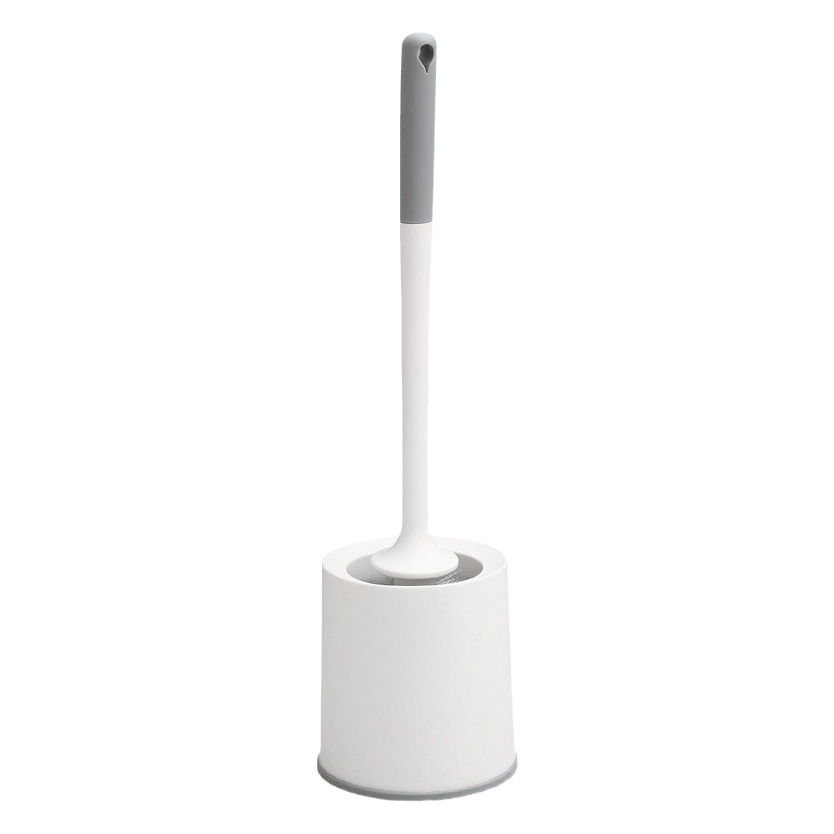 Cepillo de Inodoro de Pared con Base, Plástico, Cerdas Suaves, Mango Largo, para Baño