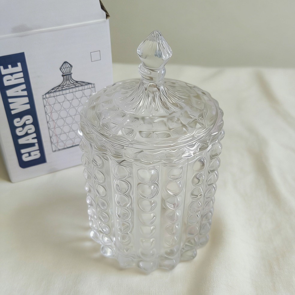 Frasco de Vidrio de Cristal con Tapa para Dulces y Almacenamiento de Joyas Decorativo