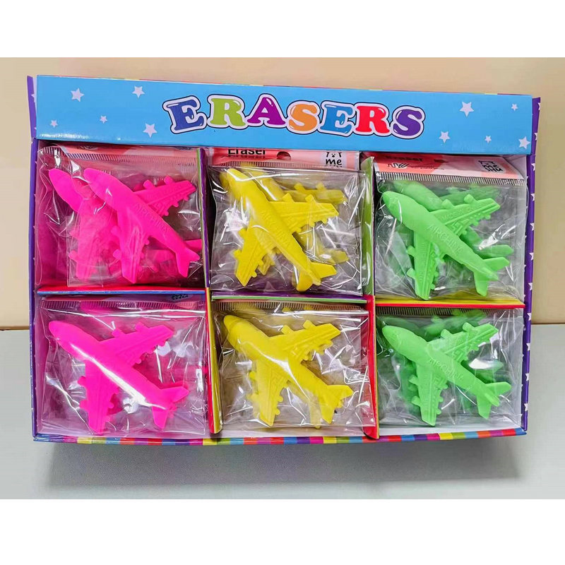 Venta al por mayor de dibujos animados para niños lápiz borrador divertido lindo pequeño borrador de avión estudiante de escuela primaria papelería borrador de modelado creativo
