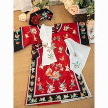 儿童沐言格格同款清代女装印花清朝旗装旗汉服中国摄影网红款拉德