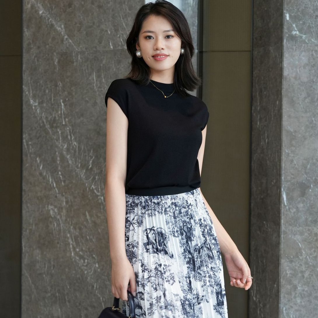 Summer elegant colored long skirt