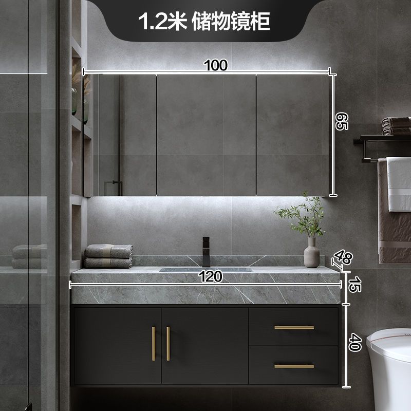 Placa de roca integrada cuenca gabinete de baño combinación de luz de lujo baño lavabo gabinete de mesa de lavado traje