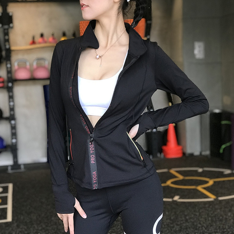 Song Zhan stretch slim-fit slimming sports jacket oblique zipper fitness running breathable quick-drying stand collar yoga clothes Song Zhan stretch slim-fit slimming sports jacket oblique zipper fitness running breathable quick-drying stand collar yoga clothes