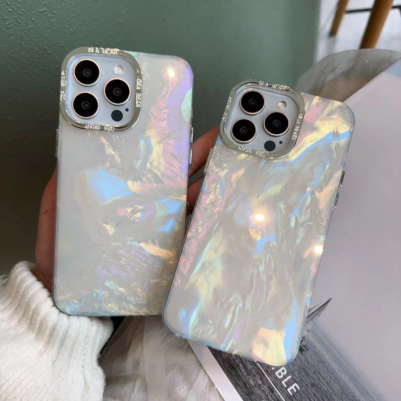 适用iPhone16Promax手机壳新款苹果16贝壳纹素材防摔全包保护套