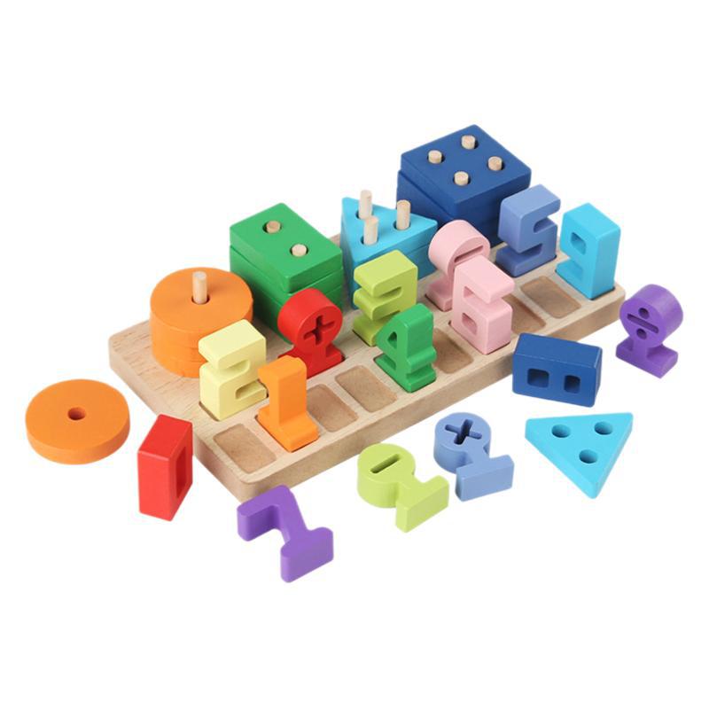 Geometría Montessori Cuatro conjuntos de bloques de construcción a juego de columnas Dos en uno Cognición digital Iluminación infantil Educación temprana Juguetes educativos