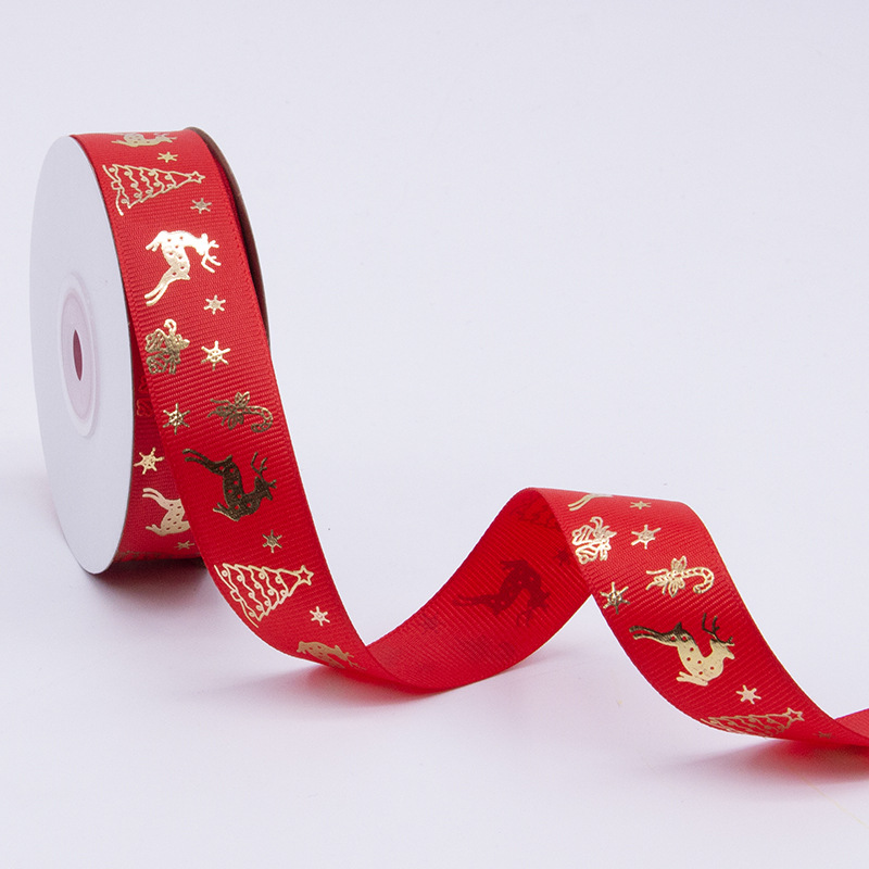 Nueva impresión de cinta de costilla de Navidad 2.5cm caja de regalo de Navidad embalaje cinta de colores cinta Tianyi Mei