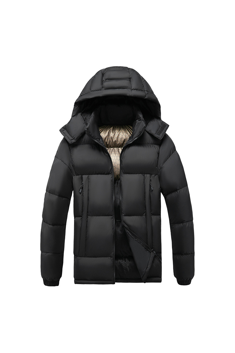 Baumwollgefütterte Herren-Graphen-Jacke in Slim-Fit-Passform mit abnehmbarer Kappe und dicker Kapuze_voghion.com