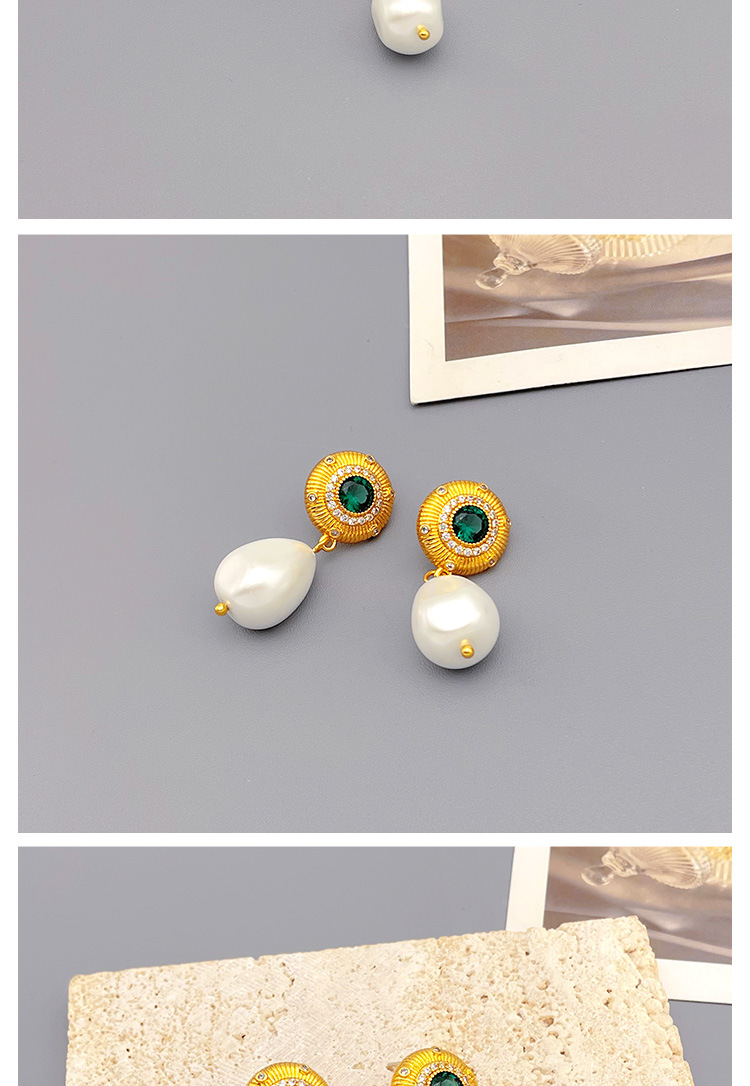 Simple Style Water Droplets Copper Gold Plated Artificial Pearls Zircon Drop Earrings 1 Pair