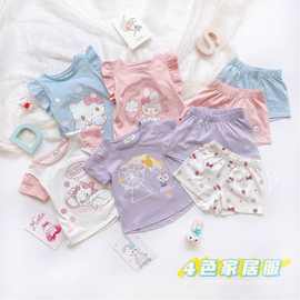 儿童套装夏季新款时尚洋气女宝宝卡通美乐蒂星黛露凯蒂猫玛丽猫潮
