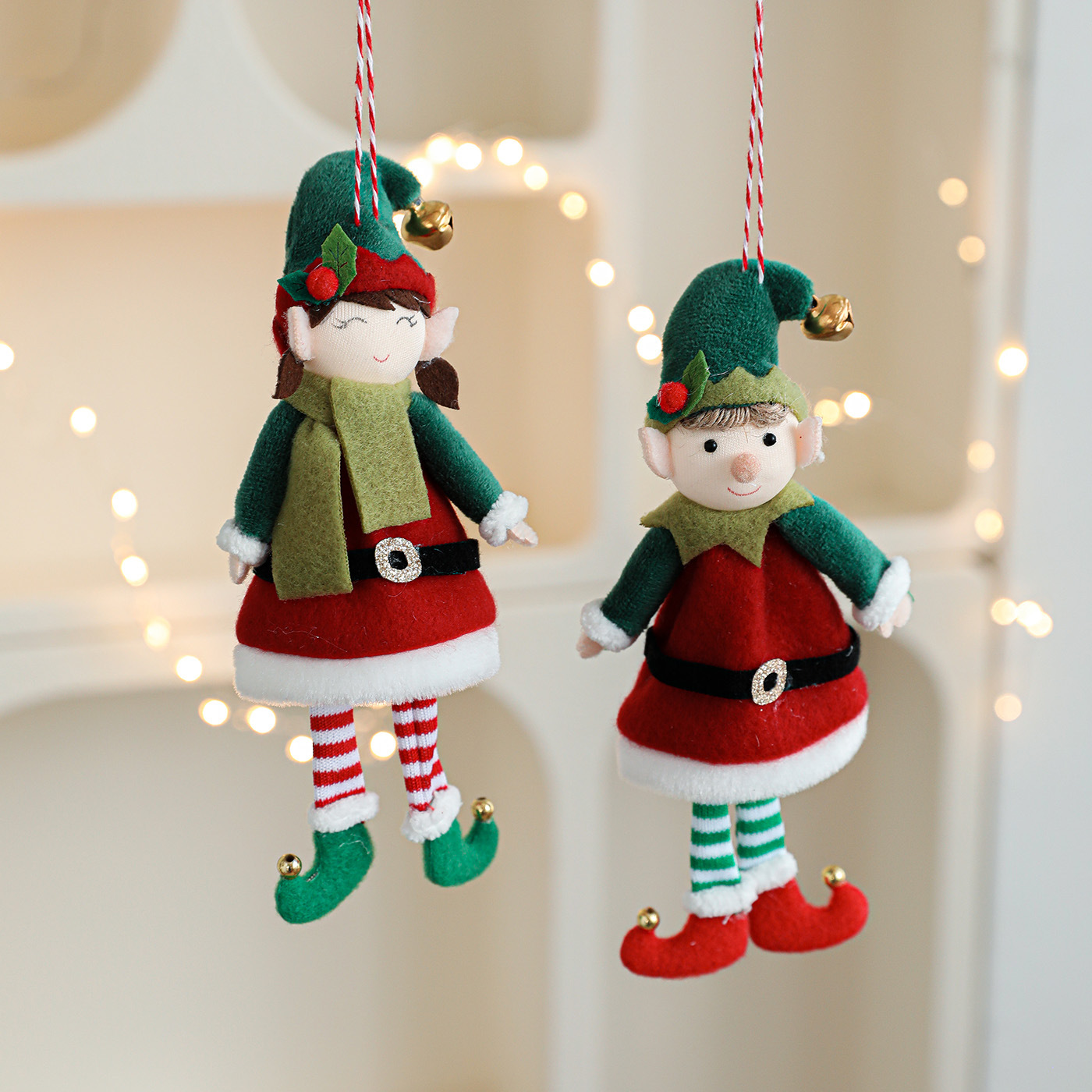Decoraciones de Navidad de peluche muñecas de hadas en adornos de muñecas de niños lindos colgantes de árbol de Navidad