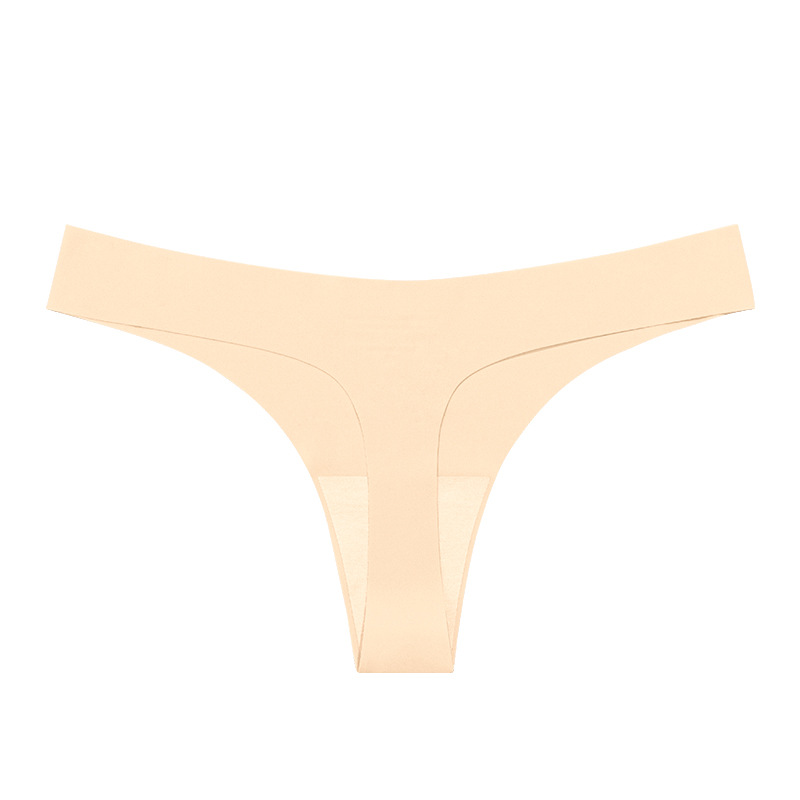 [Tanga sin costuras] ropa interior en forma de T de seda de hielo de color sólido para mujer sexy transfronteriza deportes calzoncillos de cintura baja invisibles