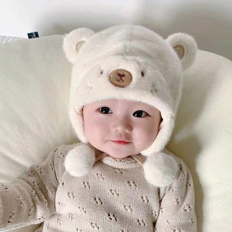 秋冬季宝宝毛绒帽男女儿童可爱超萌护耳帽保暖防风套头帽婴儿帽子|undefined