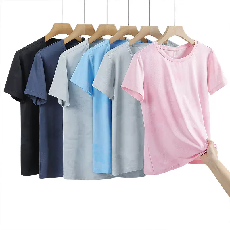 新款夏季T恤男女户外速干短袖跑步健身休闲弹力透气圆领运动上衣