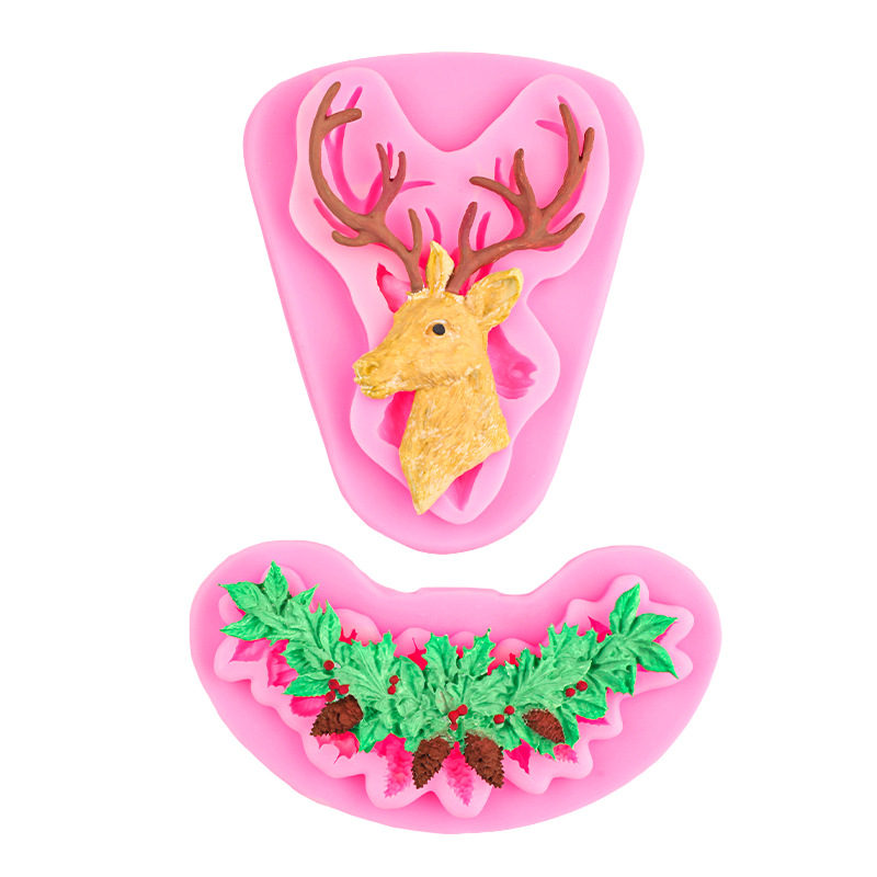 Molde de silicona decorativa de pastel de fondant de alce bricolaje de Navidad