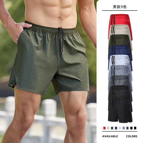 Summer Cross-border New Men's Casual Shorts Spliced Breathable Quick-drying Shorts Outdoor Large Size Running Fitness Shorts 