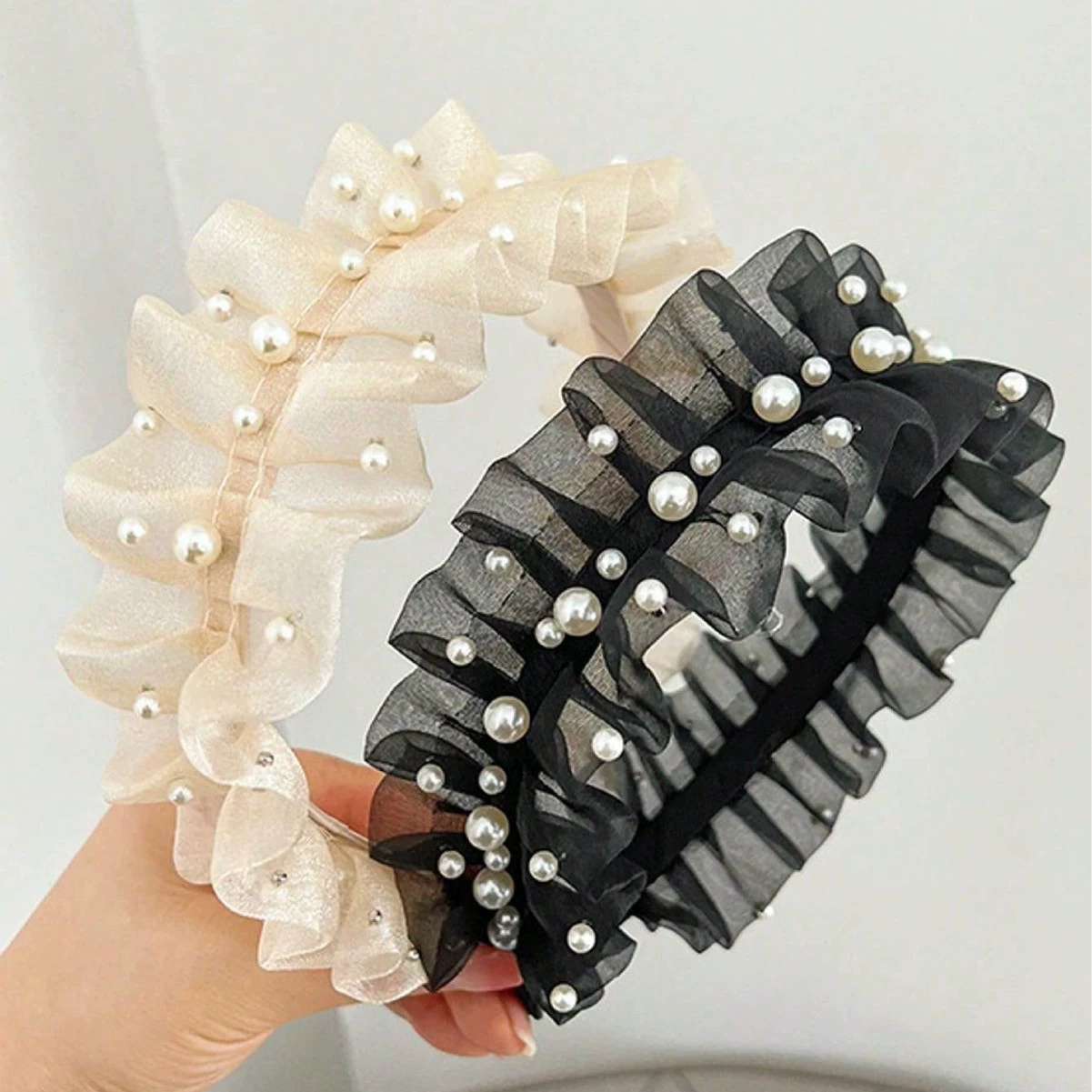 Элитная повязка для волос из жемчужной сетки, универсальная, модная, изысканная и элегантная заколка, фактурная женская повязка, новые аксессуары для волос оптом