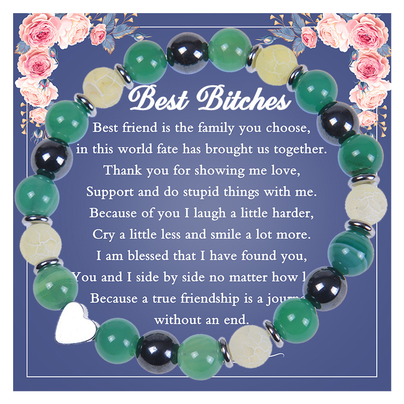 Retro Heart Shape natural stone Agate Beaded Bracelets 1 Piece