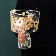 透明鲜花袋简约可爱小熊袋花束包装异形袋防水opp花袋花店材料包