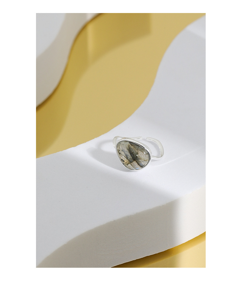 Korean micro-inlaid moonstone crystal S925 sterling silver open ring