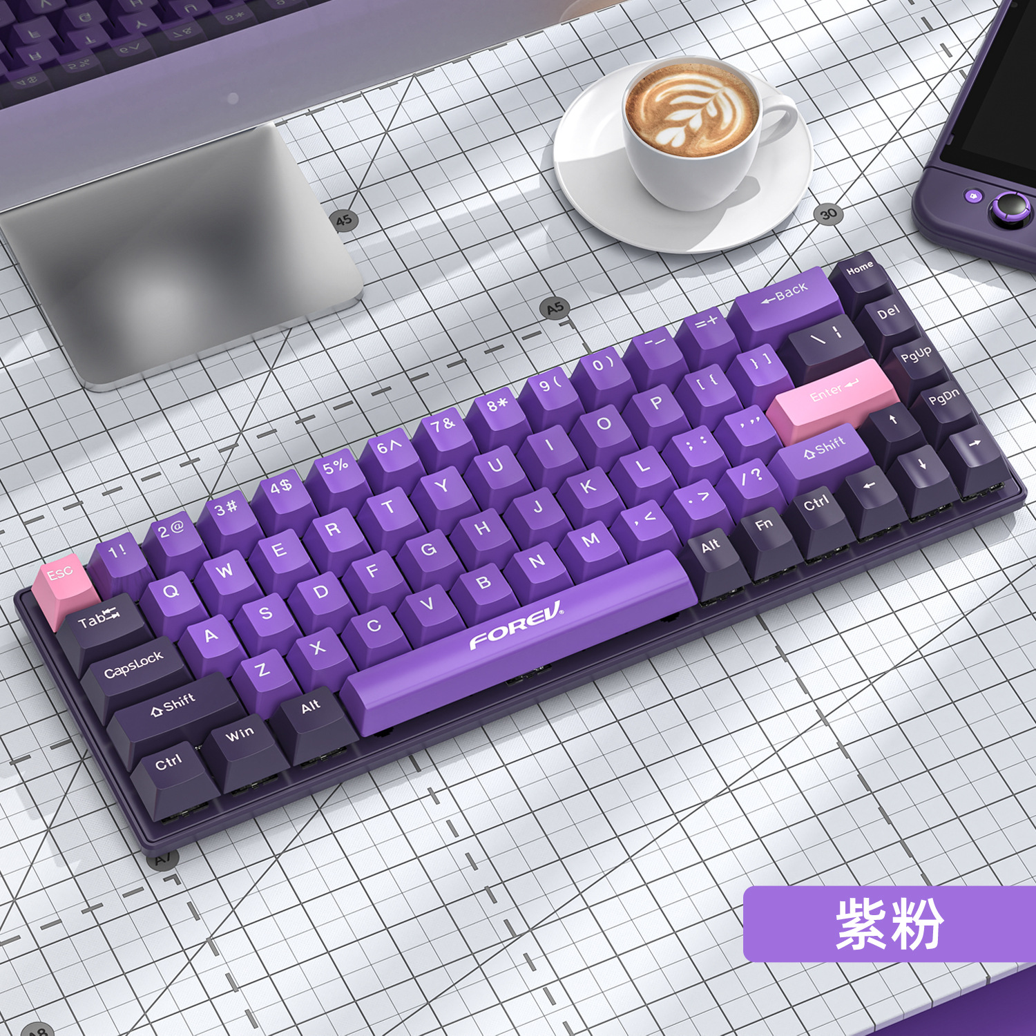 Teclado mecánico ruso de alto valor de 68 teclas Q68 juegos por cable RGB tres modos teclado mecánico