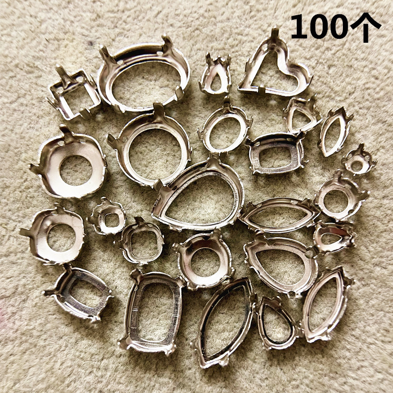White K Color Hollow Claw Base with Side Holes, Hollow Claw Base for Diamond Setting, Hand-Sewn Clothing, Bags, Shoes DIY Accessories