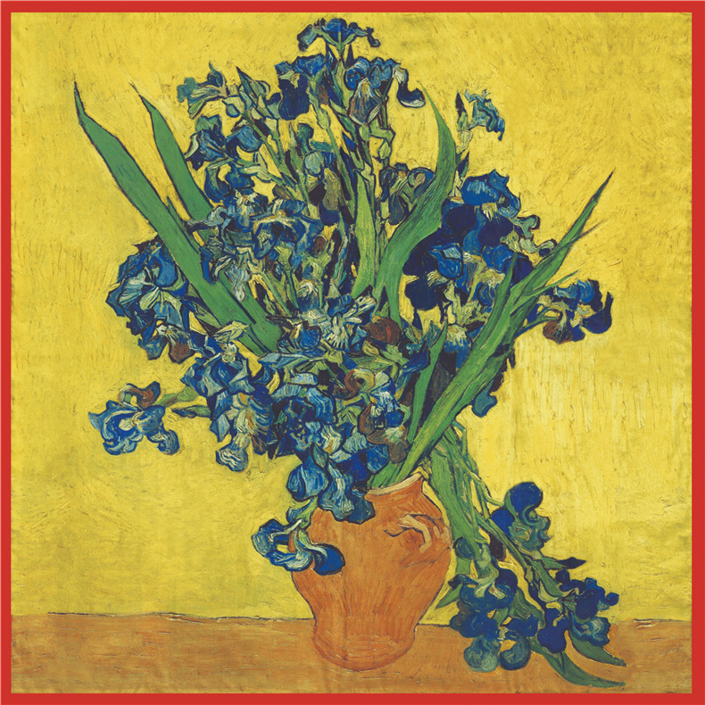 Ölgemälde Stil Twill Seide Quadrat für Frauen Van Gogh, Weizenfeld Sonnenblume handgemachte gerollt Rand sc, dekorative_voghion.com