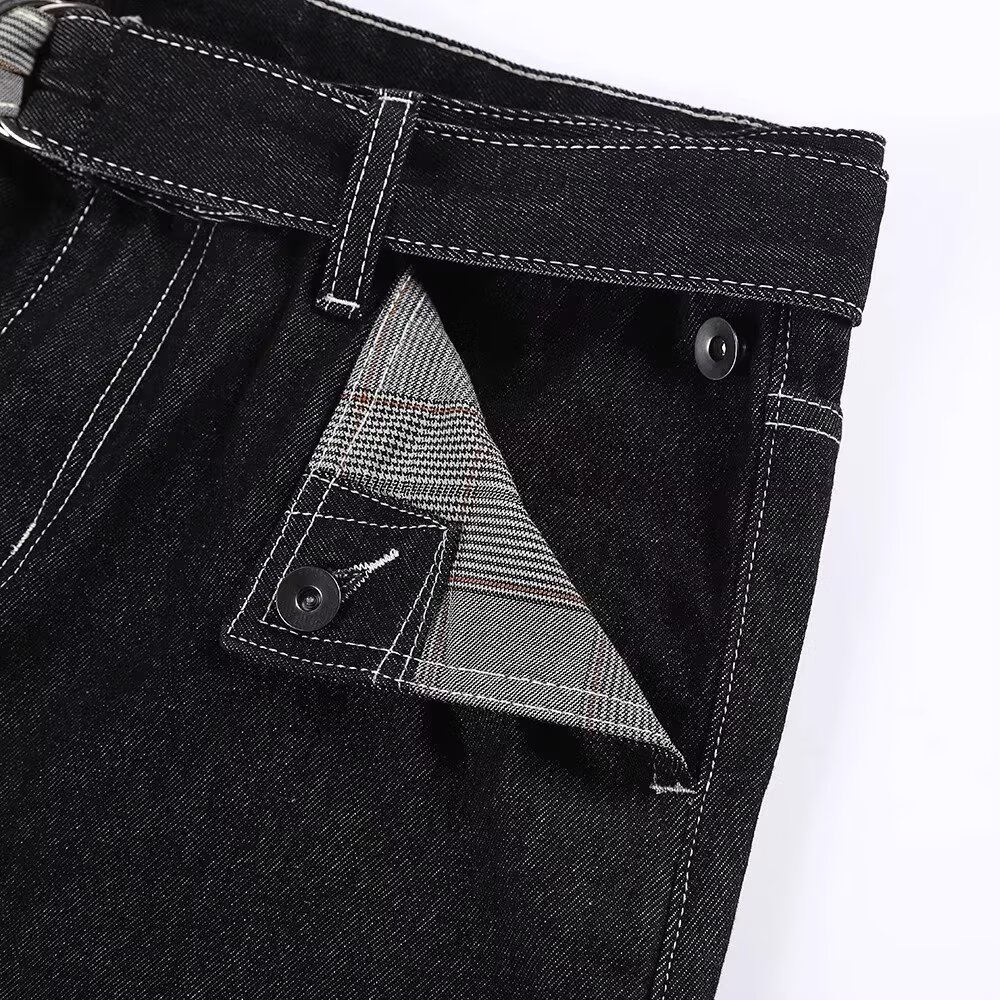 High Waist Flowy Trousers With Dragging Hem, Unisex Summer Black Denim Pants, Lightweight & Breathable (S-3XL)_voghion.com