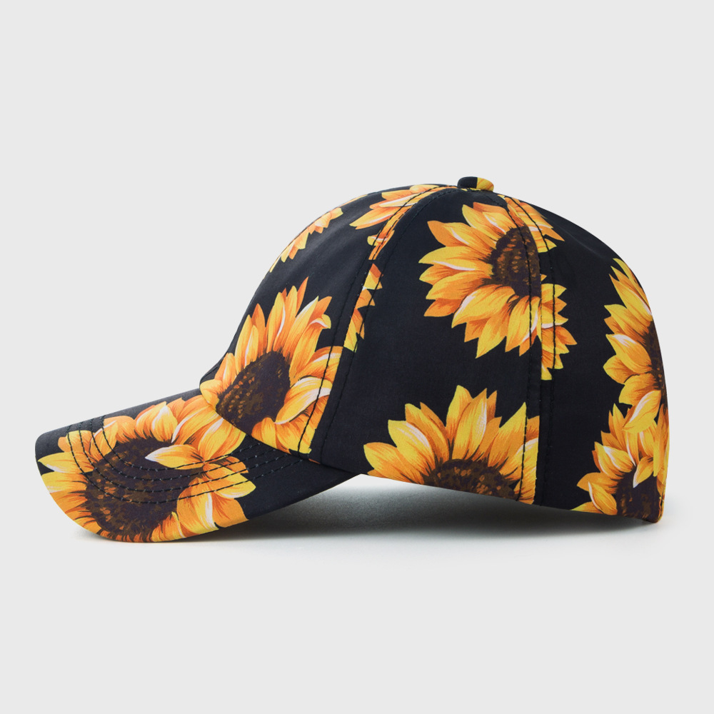 Fashion Sunflower Printing Ponytail Baseball Cap Colorful Printed Cap Wholesale display picture 5
