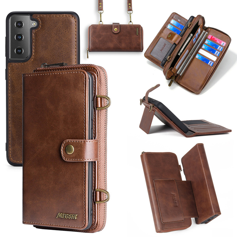 Suitable for Samsung S25 Wallet Phone Leather Case S24Ultra Card-Inserting A53 Flip Cover Two-In-One Phone Case Crossbody