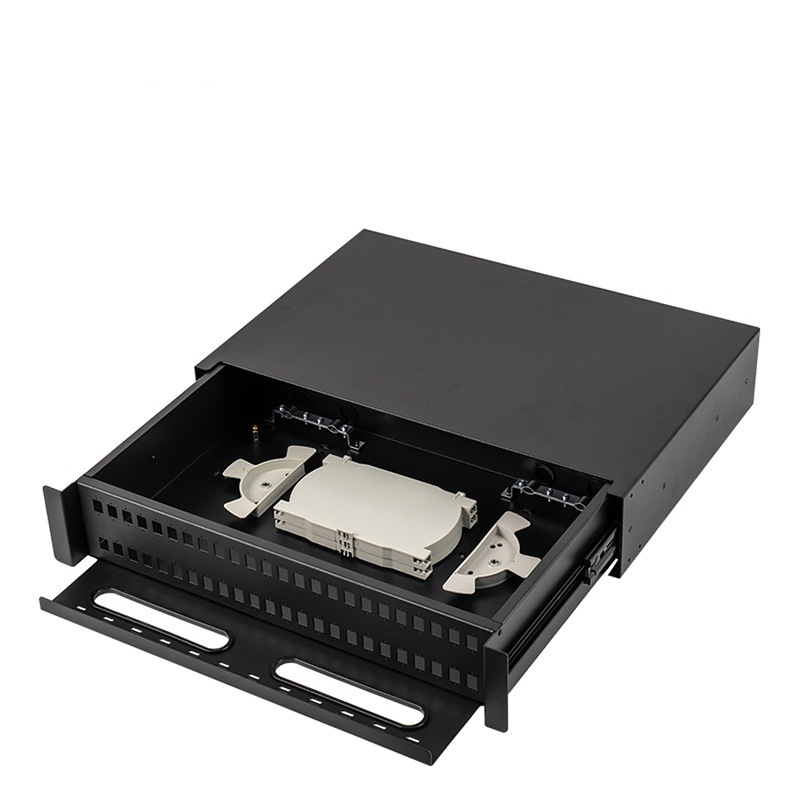 48口抽拉导轨式光缆终端盒 2U MPO-LC高密度光纤配线架外贸款厂家