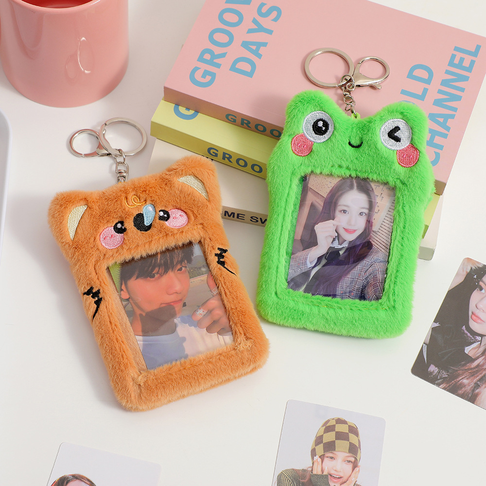 Original Cartoon Plush Card Holder Korean Style Girl Star-chasing Mini Truck Display Card Holder Cute Student Three-inch Photo Pendant display picture 2