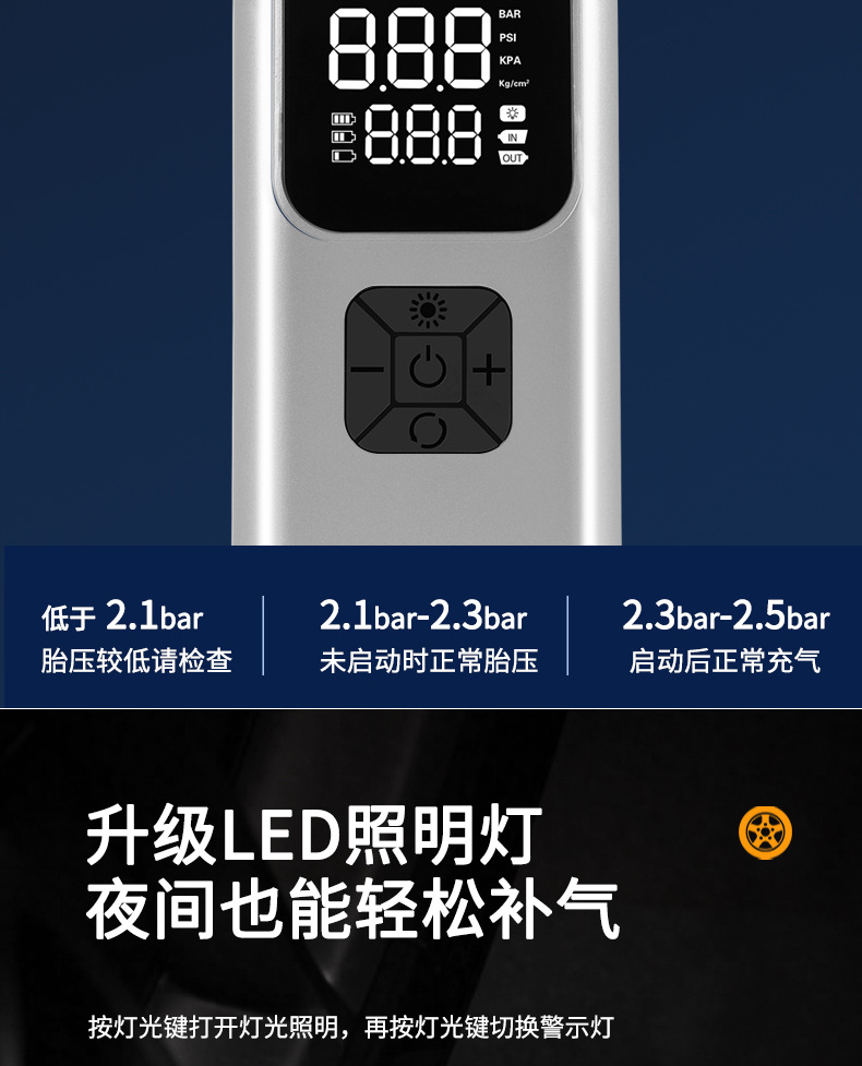 Cross-Border Wireless Car Air Pump, Smart Portable Electric Vehicle and Bicycle Tire Automatic Inflator Wholesale