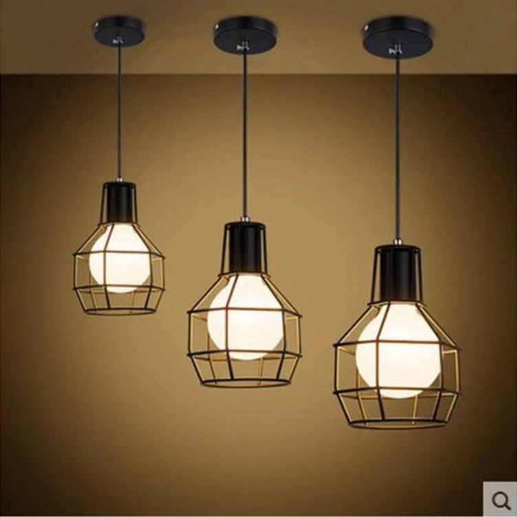 Loft americano retro lámpara de hierro pequeña jaula de hierro industrial decorativo araña país Bar salón cafetería lámpara