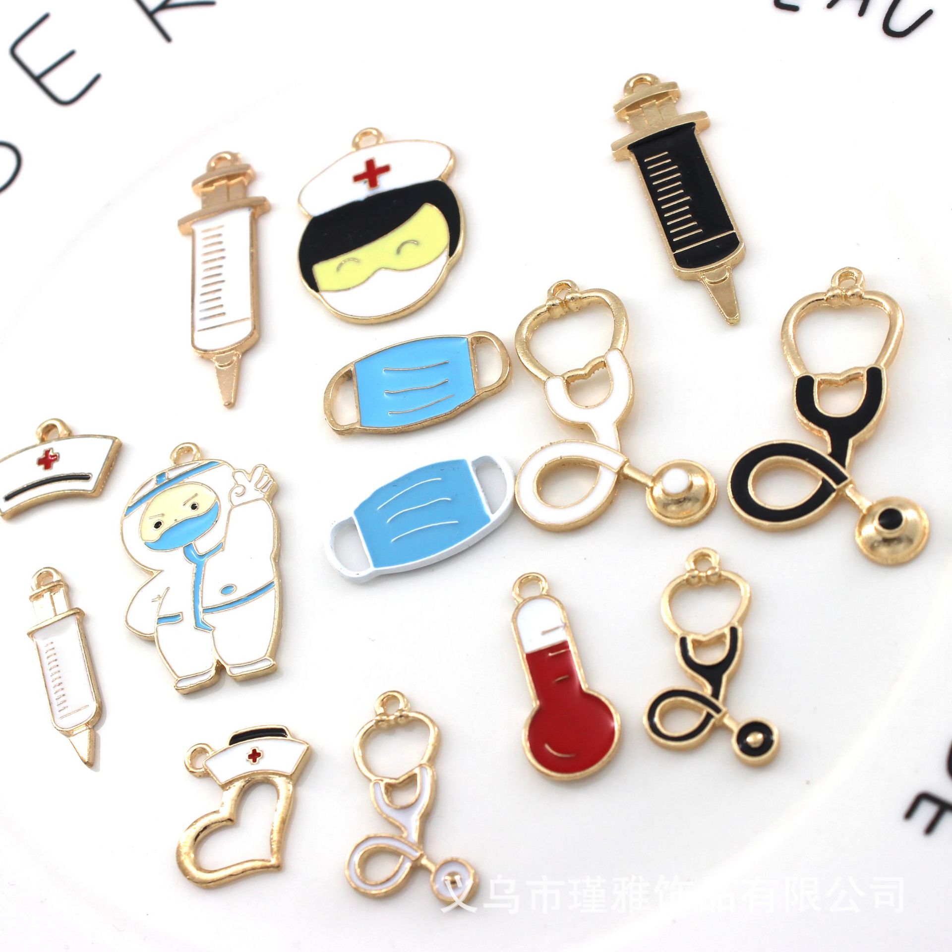 Doctor Nurse Thermometer Alloy Drop Oil Earrings Pendant Ring Jewelry Hair Accessories Pendant diy Korean Jewelry Accessories