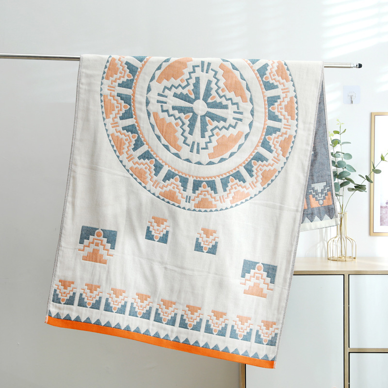 Four layers of gauze cotton bath towel soft and comfortable Bohemia 70*140 beach towel National Wind Sun God soft