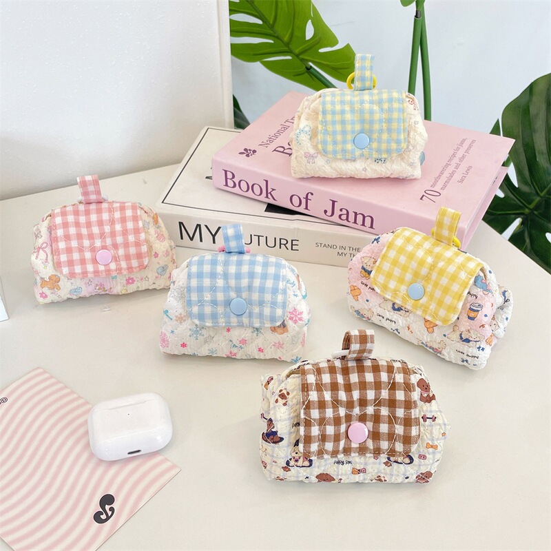 6421 Cute Cartoon Quilted Snap Cosmetic Bag Portable Makeup Bag Travel Portable Cosmetic Storage Bag