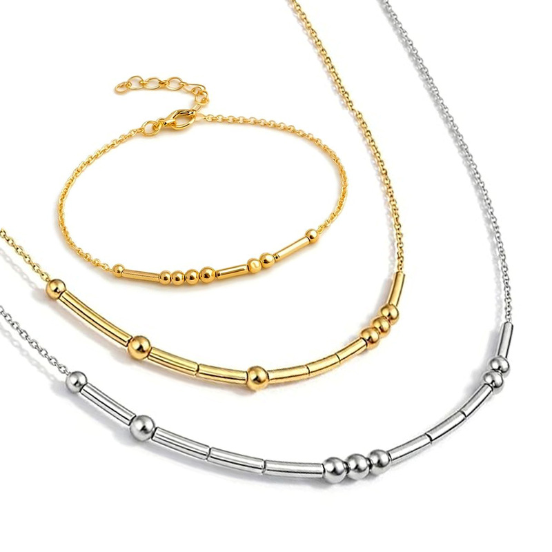 Cross-Border Hot-Selling Custom-Made Stainless Steel Morse Code Jewelry, Fashionable and Simple Letter Beaded Bracelet, Clavicle Chain Cross-Border Hot-Selling Custom-Made Stainless Steel Morse Code Jewelry, Fashionable and Simple Letter Beaded Bracelet, Clavicle Chain