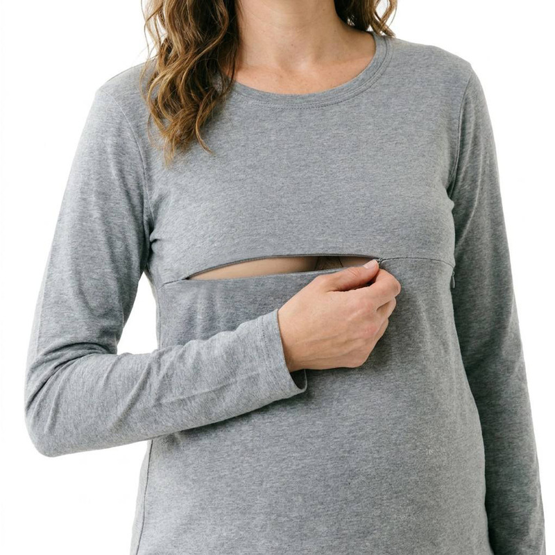 New cross-border spring and autumn maternity tops, long-sleeve T-shirts, pure cotton zippered nursing clothes, European and American plus sizes in stock, S-5XL New cross-border spring and autumn maternity tops, long-sleeve T-shirts, pure cotton zippered nursing clothes, European and American plus sizes in stock, S-5XL