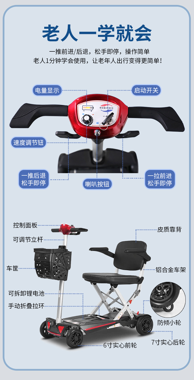 Hemei m -1919.999999999% off Stacked Lightweight Four-Wheel Scooter Electric Scooter for the Elderly Portable Electric Scooter