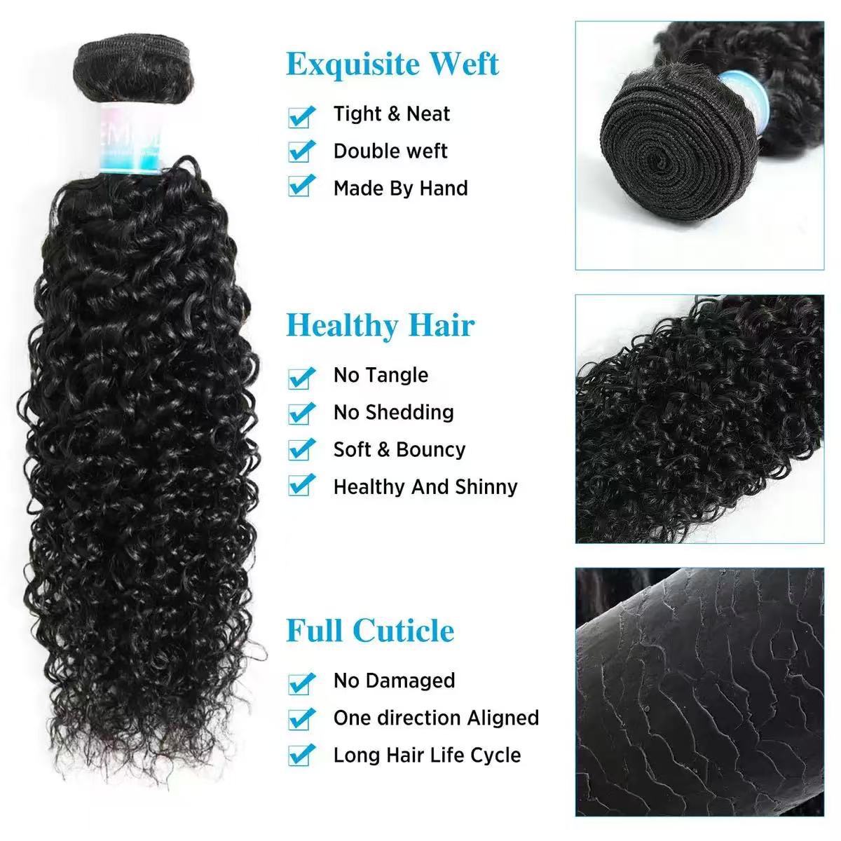 Cortina de cabello curly cabello humano 7A Curly Bundles extensión de cabello humano cortina de cabello al por mayor
