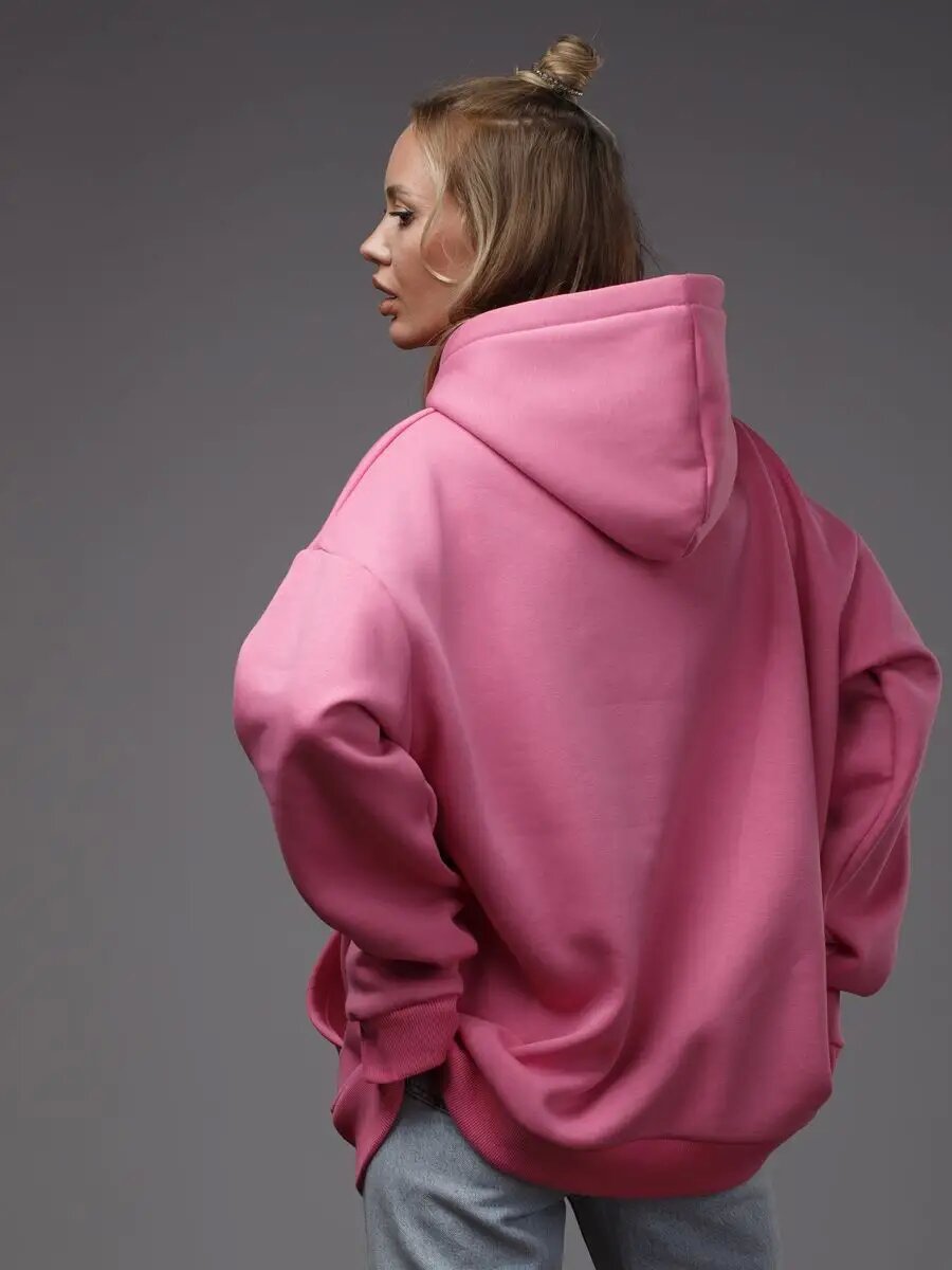 Women's Oversized Hooded Sweatshirt With Pockets And Long Sleeves_voghion.com