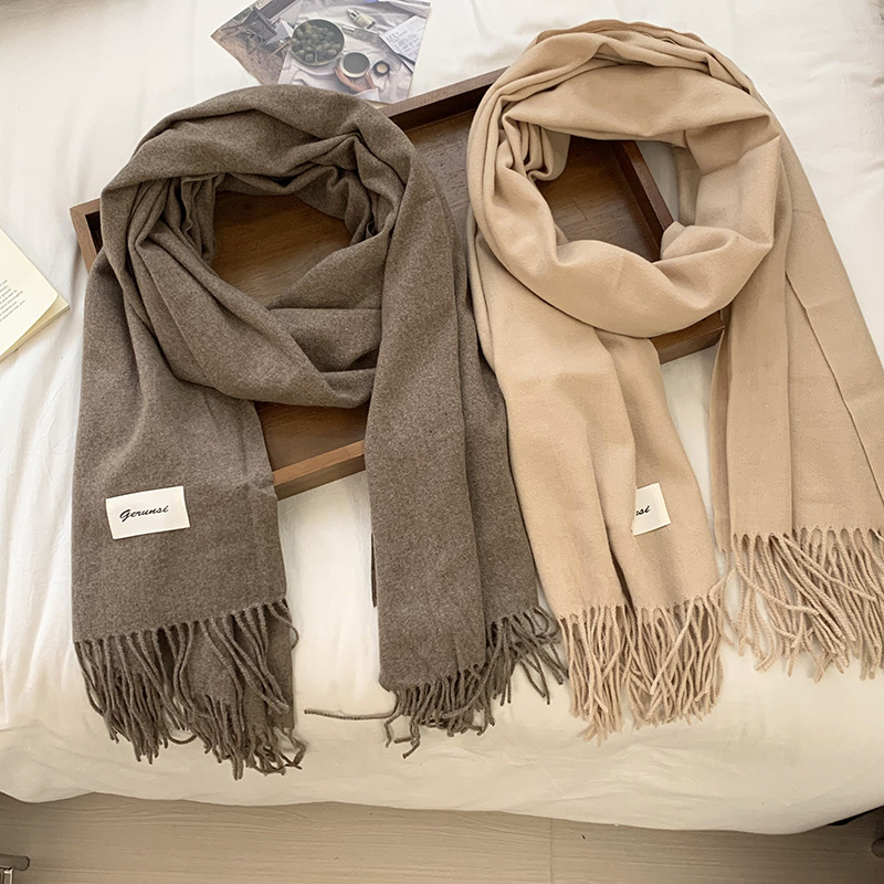 Bufandas de alta calidad de otoño y invierno de color sólido japonés y coreano dulce protector de cuello imitación de cachemire bufandas de calentamiento amplio chaleón