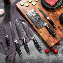 不锈钢刀具套装大马士革钢菜刀跨境水果刀家用厨师刀双钢头刀具
